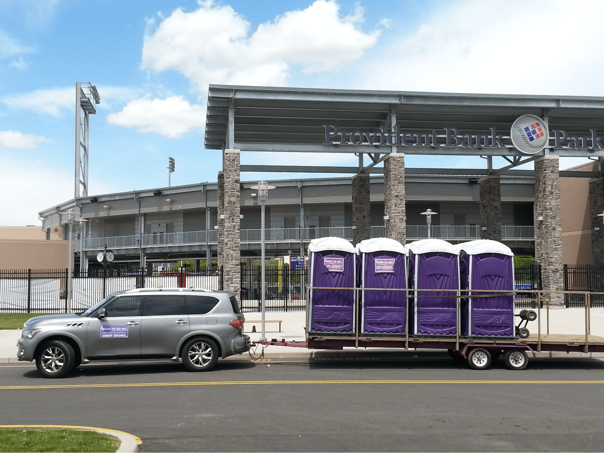 John To Go portable toilets being delivered