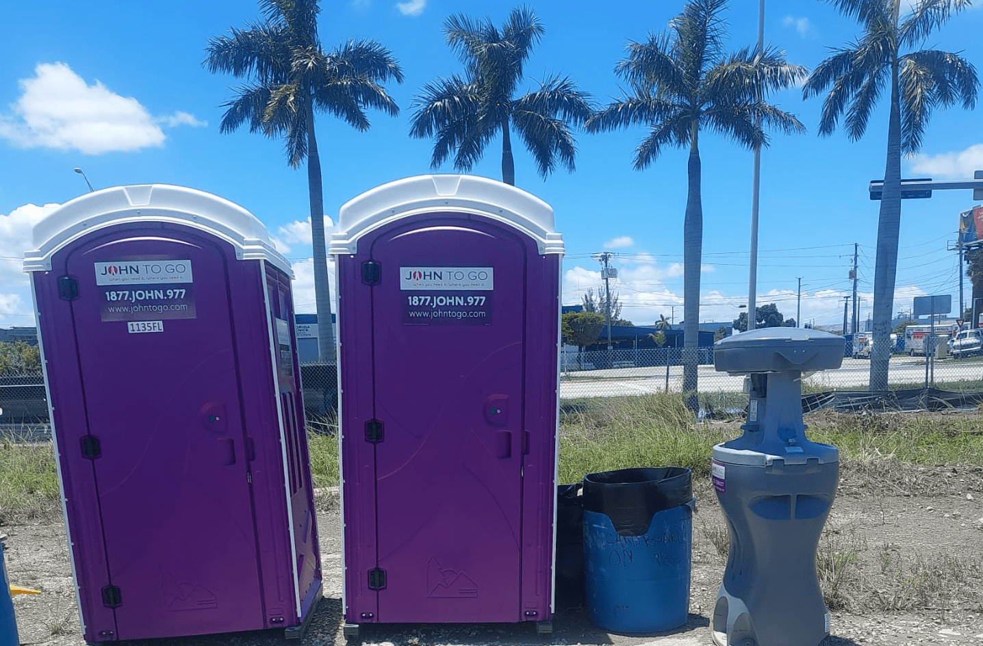 Portable hand washing station at an outdoor festival