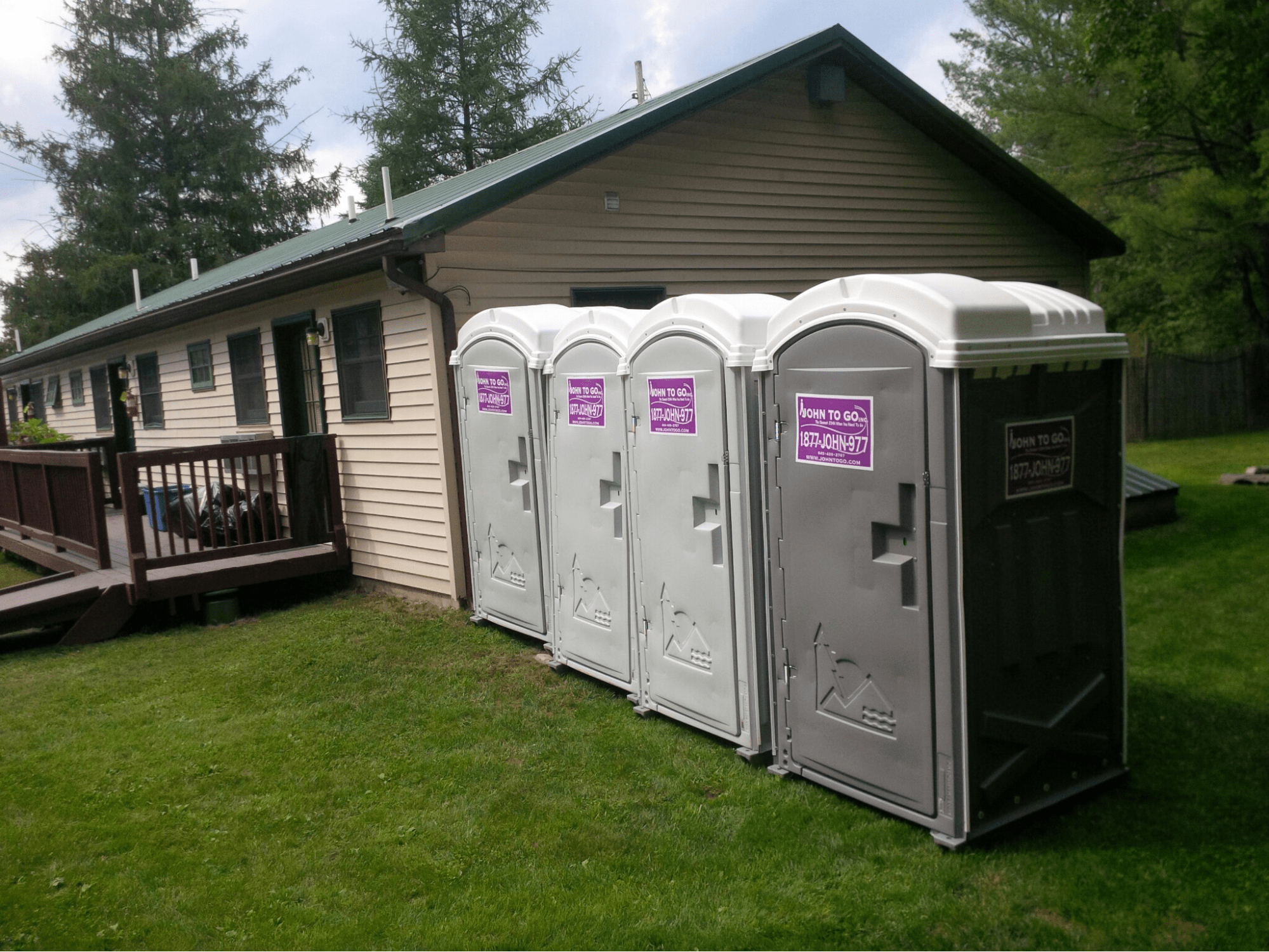 Premium portable toilets at an outdoor event