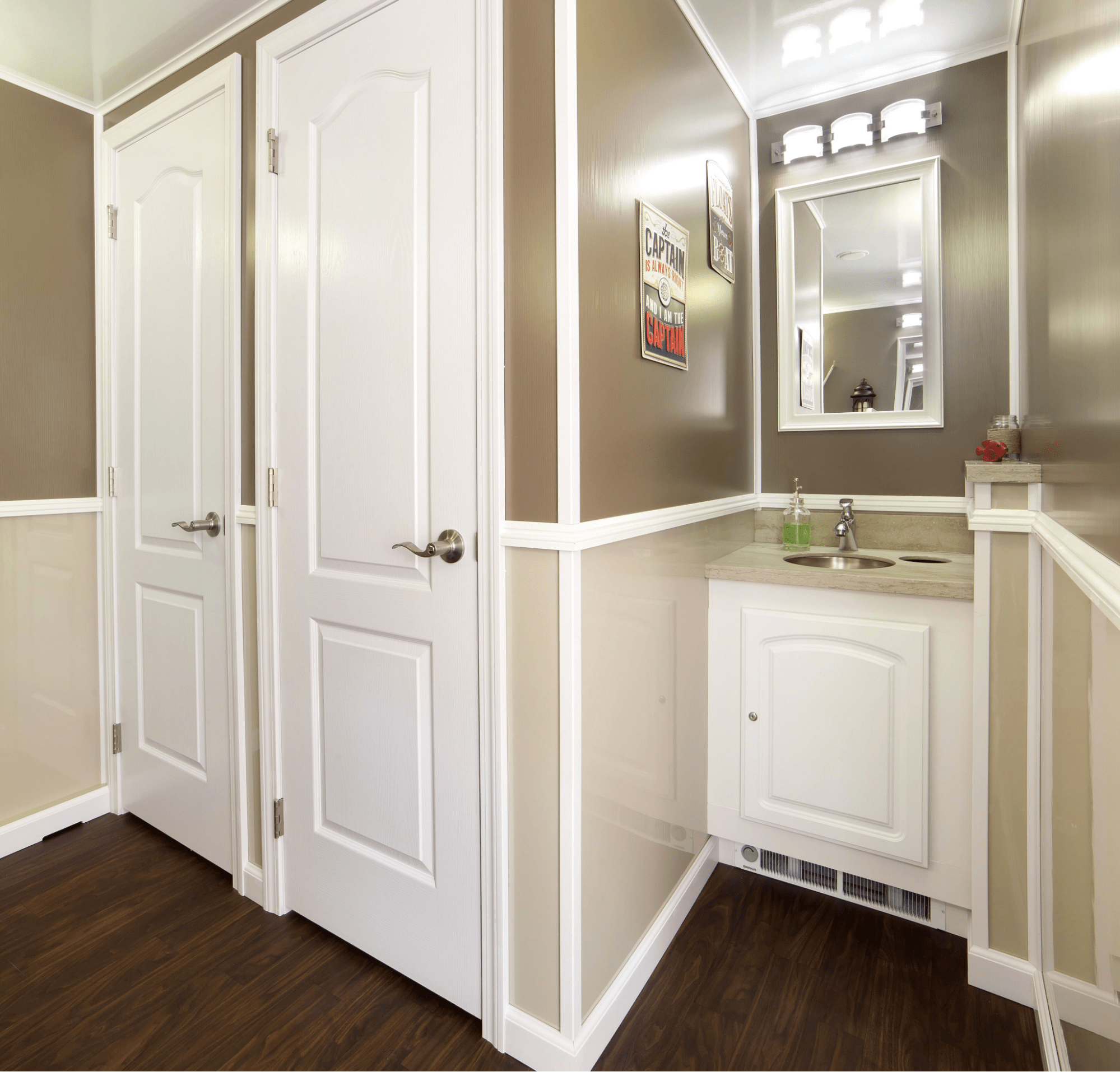 interior of a luxury portable restroom