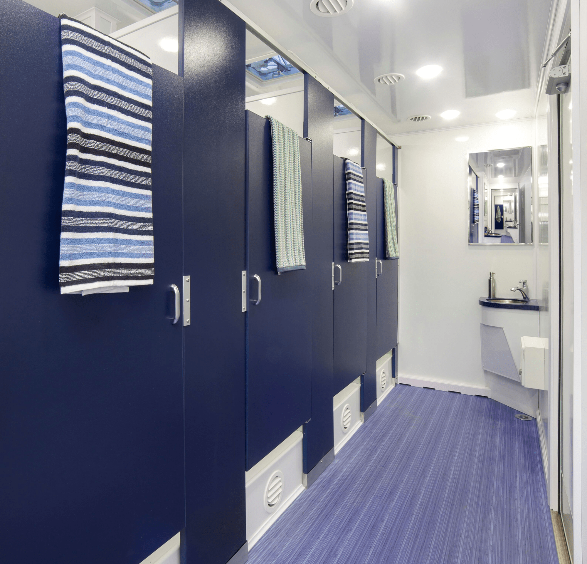 portable restroom toilets at an outdoor site