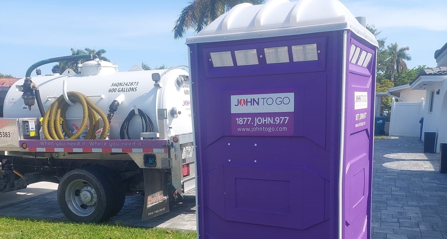 servicing a porta potty rental near South Miami