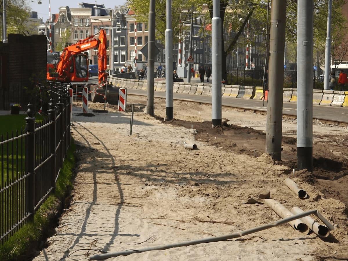 site in need of porta potties for road construction
