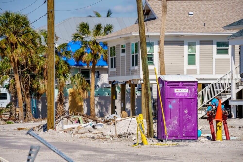 john to go porta potty at a residential construction site