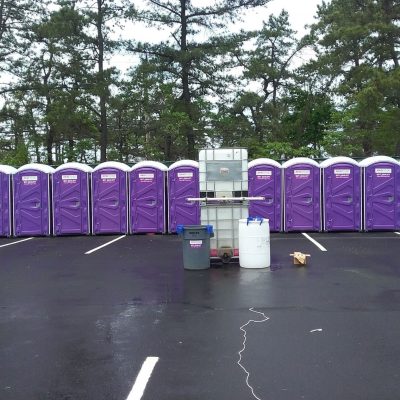 Row of Porta Potties and Freshwater Sink at Event in Monmouth County NJ